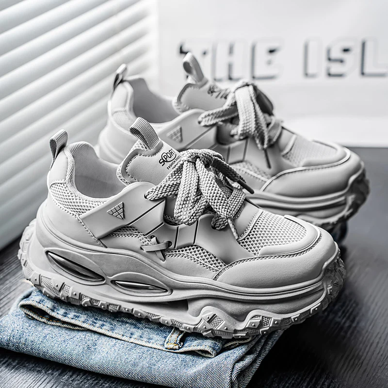 

Sports and leisure shoes, men's shoes, marathon oversized air cushioned shoes, fly woven all season rubber, wear-resistant, anti