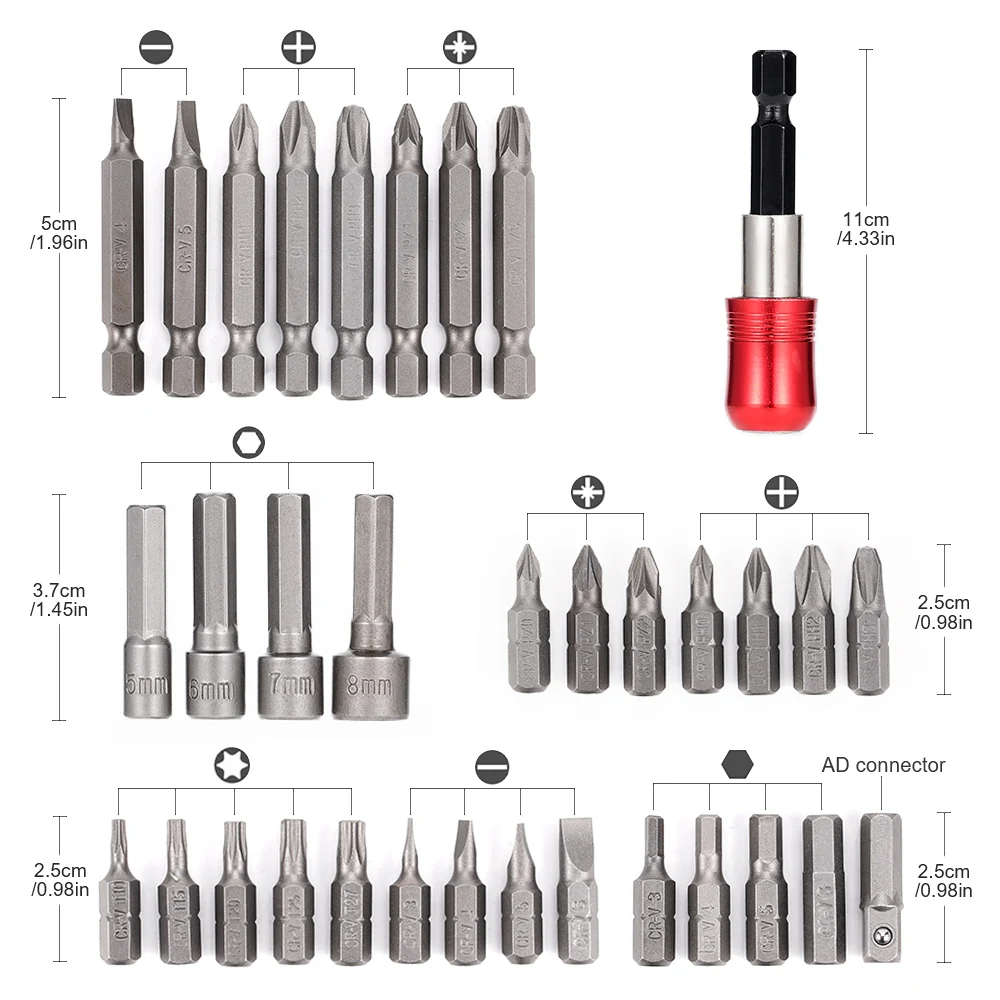 34Pcs/set Electric Screwdriver Driver Bits Precision Multifunctional Steel Screw Set Home Phone Computer Watch Repair Tool