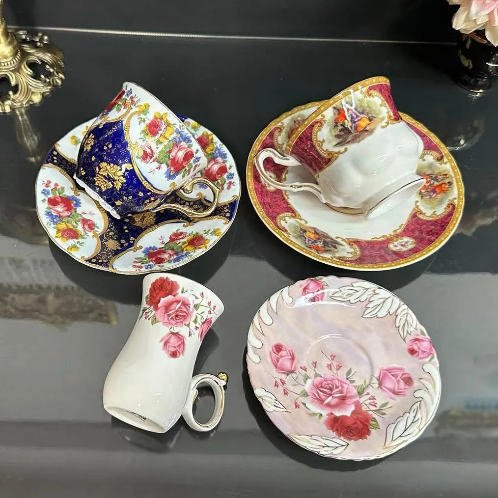 British-style black tea cup and saucer, creative bone china coffee cup and saucer, Italian espresso cup and saucer