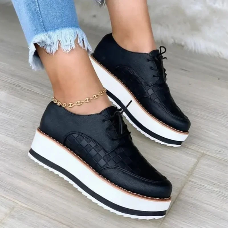 2022 New Fashion Womens Casual Running Shoes Walking Platform Flat Shoes Woman Black Sneakers Women Sapato Feminino Shoes Femme