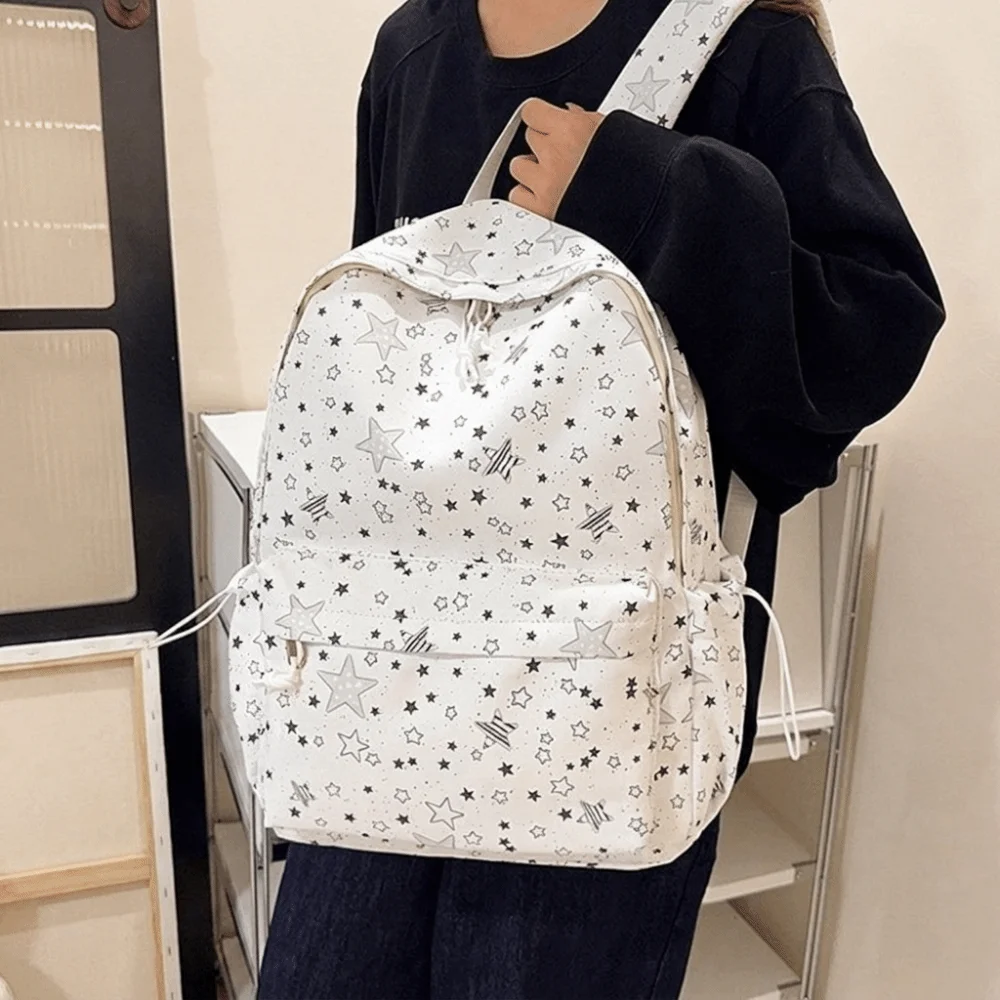 Sweet Starry Sky Star Backpack Lightweight Large Capacity Nylon Backpack Korean Style College Style Students School Bag Outdoor