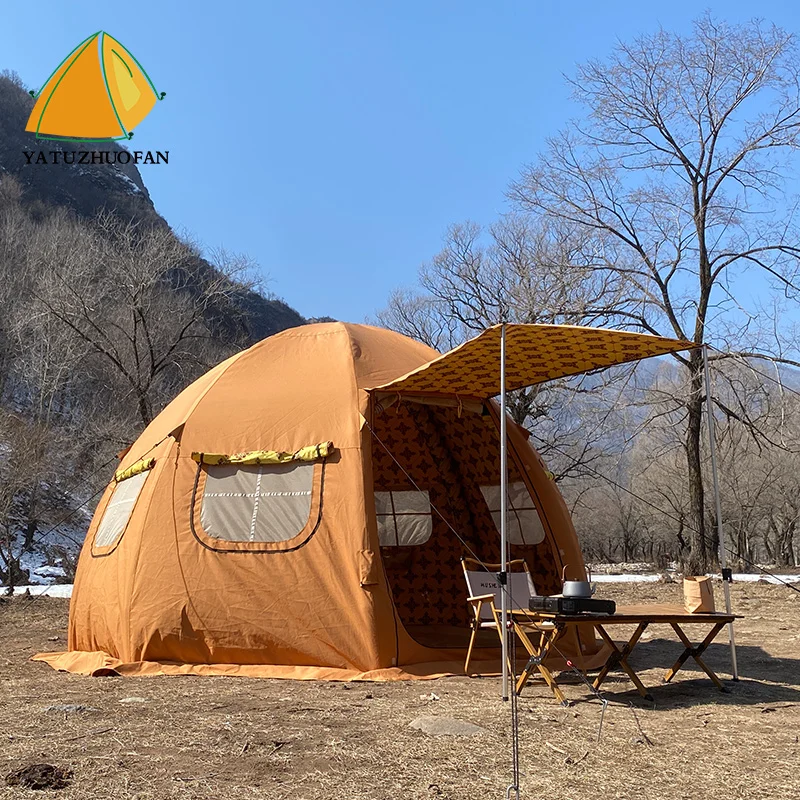 

Four-Season Double Layer Tube Tent Quick Automatic Opening Waterproof Canvas Portable Breathable 5-6 Person 20 Square Tent