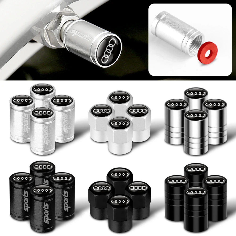4 Peças de Tampas de Válvula de Ar para Pneus de Carro em Liga Metálica para Audi A3 A4 b6 b8 b7 A6 A8 S Line S3 S4 S6 Q3 Q5 Q7 Q8 Acessórios Automotivos