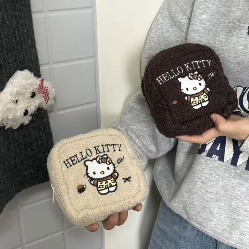 

Косметичка Hello Kitty с вышивкой в виде плюшевого кота, большая вместительная портативная косметичка, сумка для хранения, подарок на день рождения для девочек