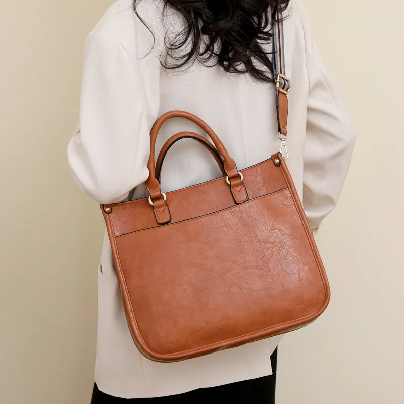 2026 new casual Retro Women's Crossbody Daily handbag Briefcase fashion PU leather Commuting shopping shoulder bag For women