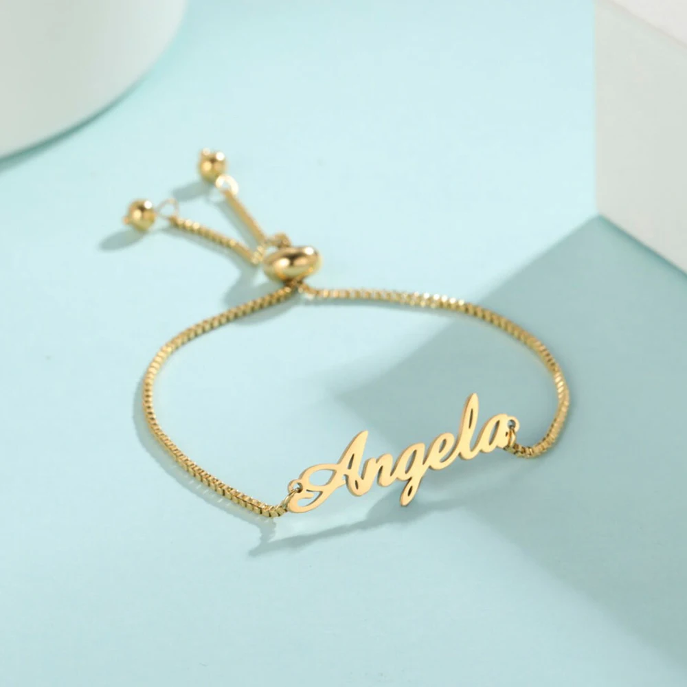 Custom Name Letter Bracelet Stainless Steel Bracelet Unique Retractable Design for Your Baby