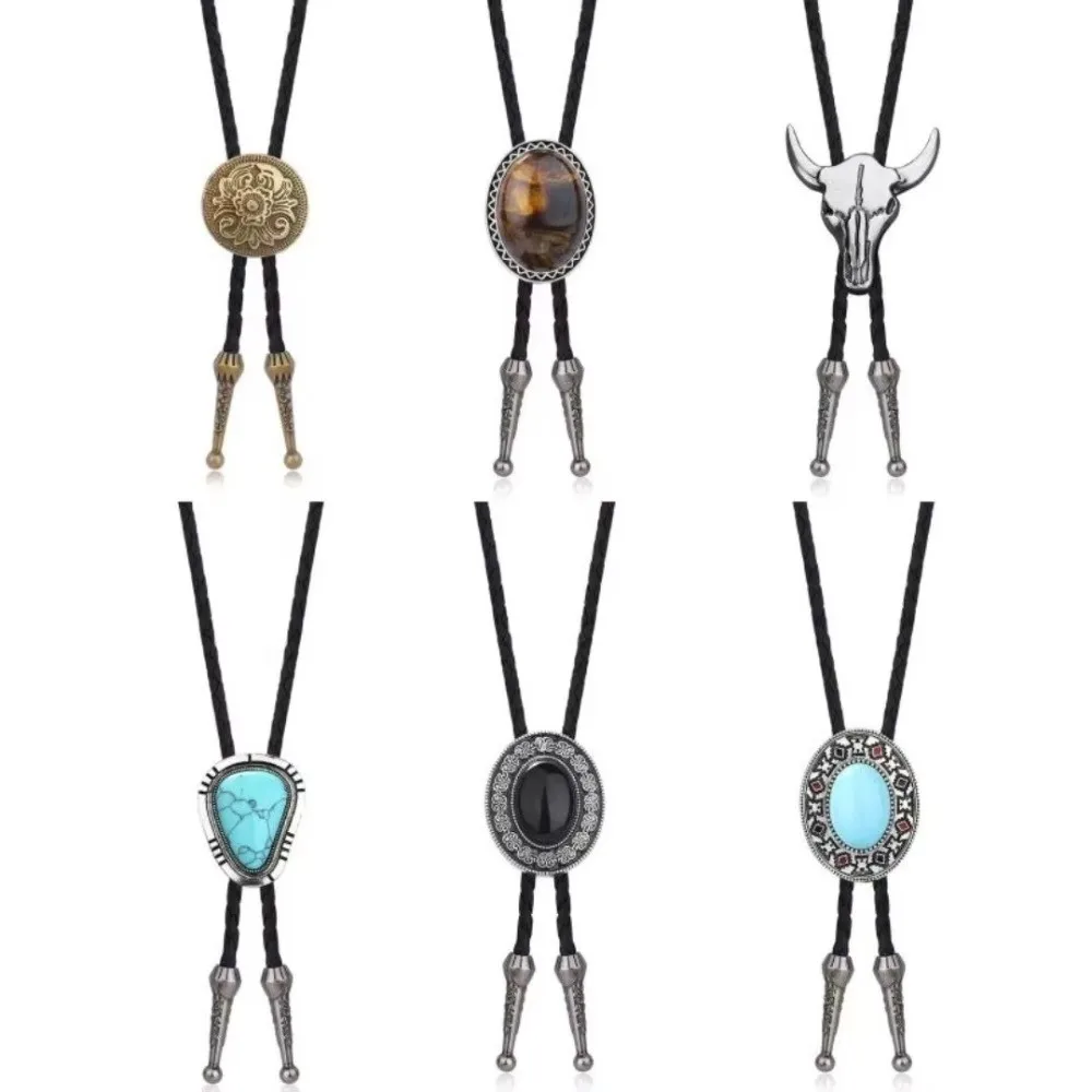 Collar Bolo Artístico Vintage, con Disco Redondo de Plata Antigua, Incrustaciones de Turquesa, Cadena para Suéter con Diseño Retro y Personalizado