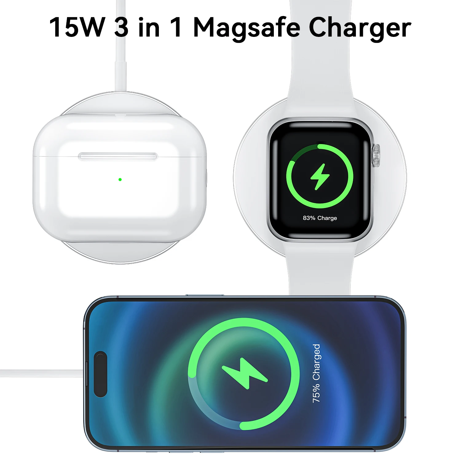 Essager – chargeur QI sans fil à Induction magnétique 3 en 1, support de charge rapide pour téléphone Iphone14 Airpods Pro Apple watch Ios Macsafe