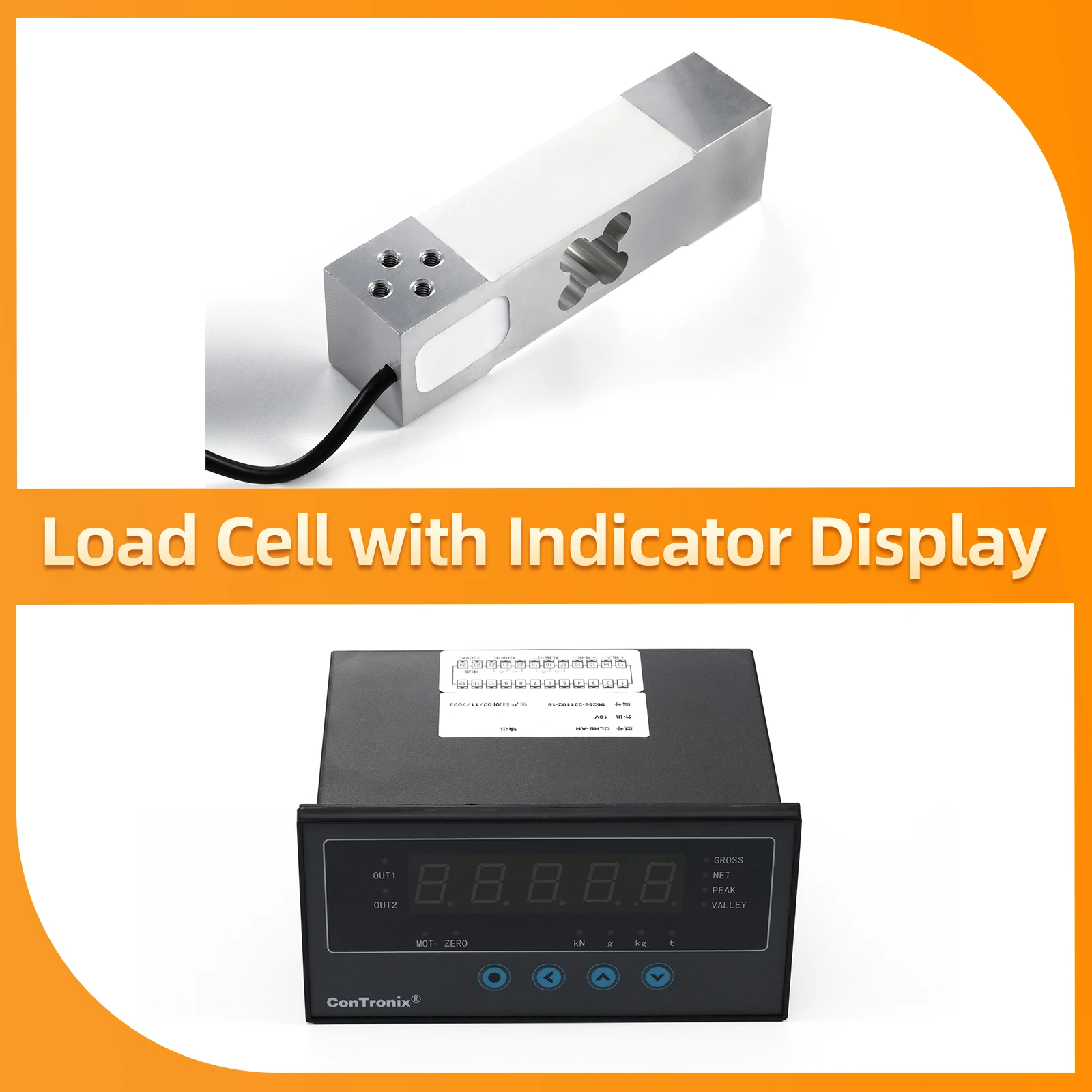 

Load Cell Sensor with Indicator Display,Test Tesnion and Compression Force Weigt Pressure Sensor 100KG 200KG 350KG