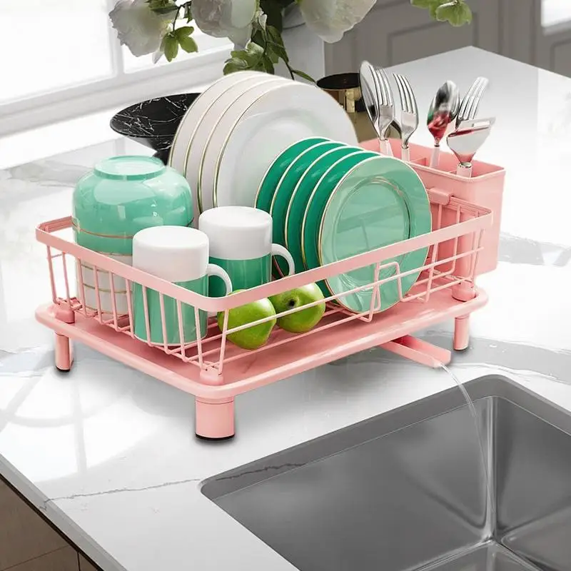 

Dish Drying Rack Dish Drainers for Kitchen Counter Space Saving Strainer with Drip Tray & Drainage Spout Storage Organizer