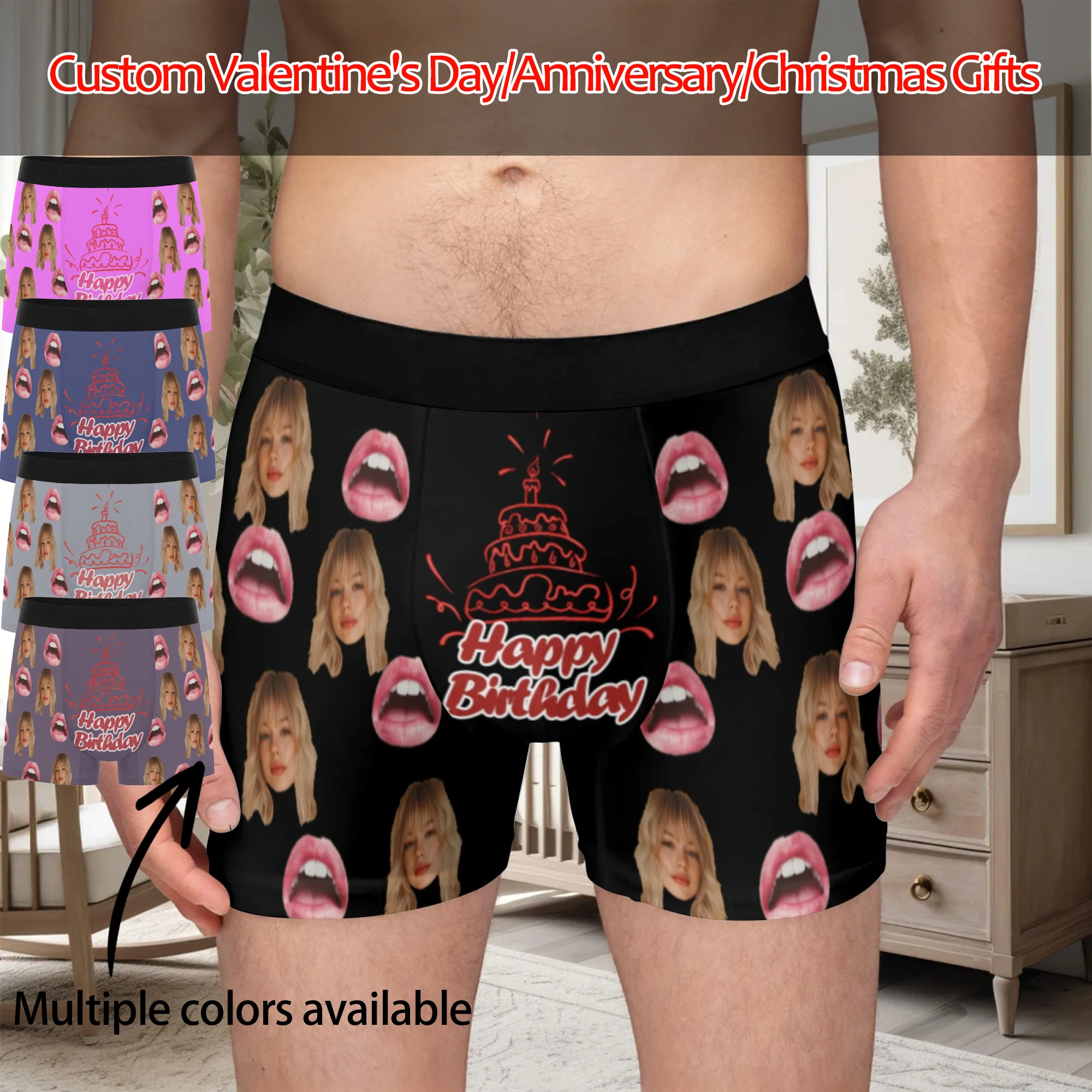 Personalized Face Photo Underwear Custom Boxer Briefs Custom Men Valentine's Day Gift For Husband Anniversary Gift for Dad