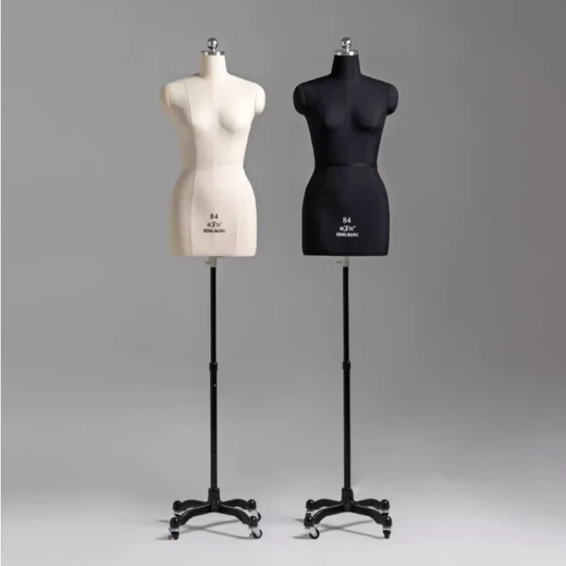 Maniquí de sastre femenino para costura, cuerpo para diseño de ropa y busto, soporte para forma de vestido, modelo de maniquí, soporte de exhibición con Base de ruedas