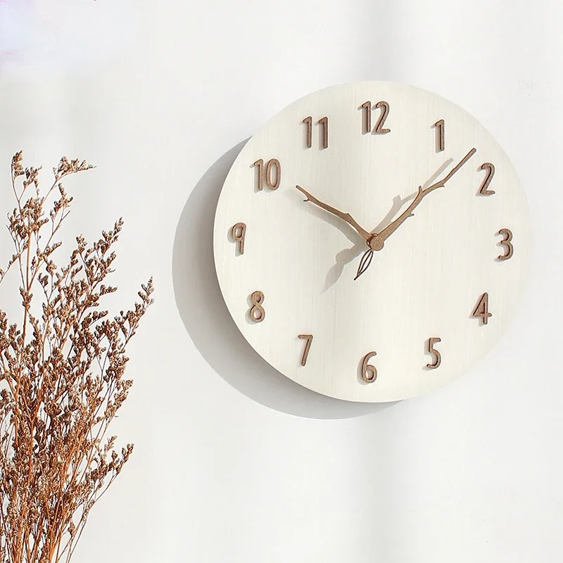 Korean Creative Wall Clock Living Room Clock Home Fashion Mute Wooden Simple Modern Clock Wall Watch