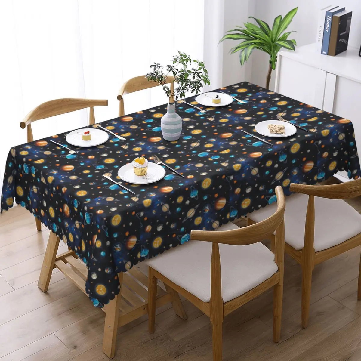 Solar System Space Planets Universe Customized Rectangular Tablecloth Waterproof Table Cover for Party Decorations Table Cloth
