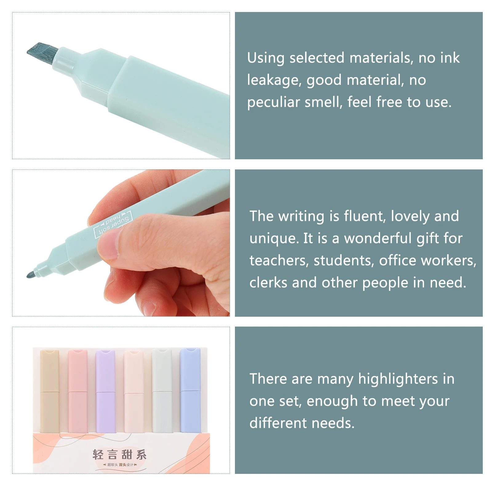 12 قطعة من أقلام التحديد الملونة برأسين مانعة للتسرب وتدفق سلس حجم صغير سهل الحمل مثالي لوضع علامات التقرير