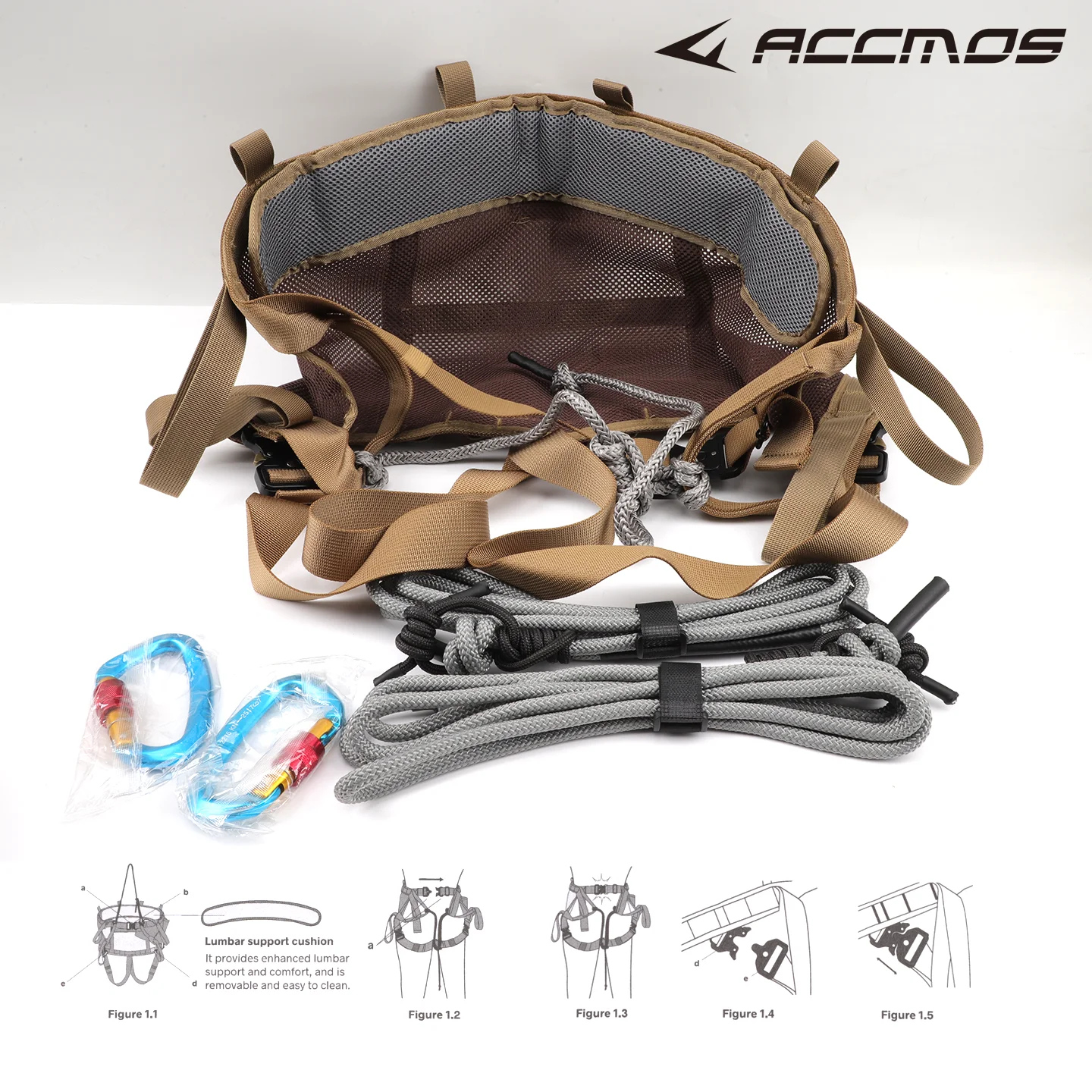 

Full Set Hunting Saddle Climbing Lumber Support Pad Toolkit Lineman Rope Carabiner Archery Accessories