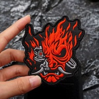 Fangs Red Devil Morale Badge Embroidery Hook and Loop Patches Tactical Military Armband Army Backpack Sticker