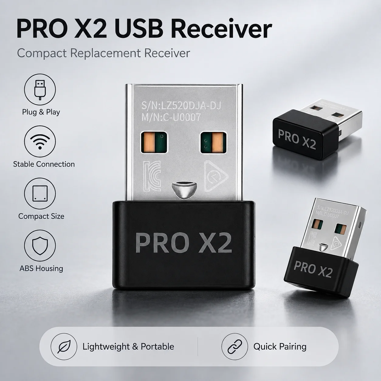 USB Wireless Mouse Receiver for Logitech G PRO X SUPERLIGHT 2 GPW 3rd Gen Replacement Receiver Dongle Adapter Gaming Mouse Parts