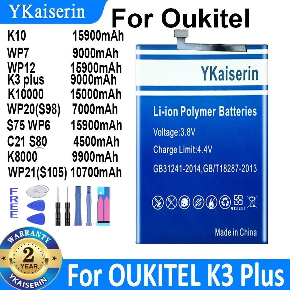 K3Plus K10 S73 S75 S76 S80 S86 S105 Battery for Oukitel C21 U15 WP5 WP6 WP7 WP12 WP21 K3 K10 K5000 K8000 K10000 Pro Plus Bateria