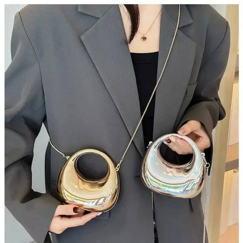 

Mini gold Evening Bag - Luxury Designer Acrylic Clutch Bag，With detachable chain shoulder strap and magnetic closure，Shiny Party