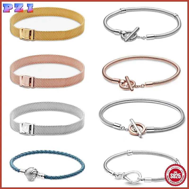 

Hot Sale Classic Series 925 Silver Color Heart Bracelet Fit Original Beads Charms DIY Jewelry Pendant Bead Gift For Women girls
