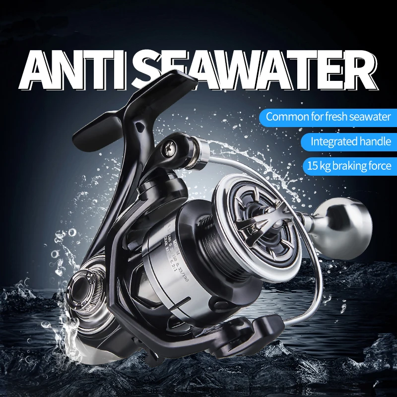 

Genhike Lexa II 15Kgs Drag Power SWSR5 Sealed Waterproof for Seawater Screw In Handle Metal Round Knob Spinning Fishing Reel