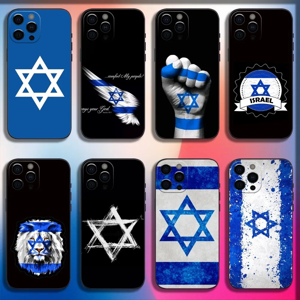 

I-Israel Flag Emblem Phone Case For iPhone 16,15,14,13,12,11,Pro,X,XS,Max,XR,Plus,Mini Soft Black Cover