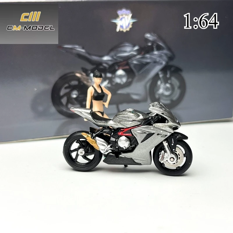In stock: 1:64 MV F3 Rosso with figure Alloy model Alloy replica car model, boy toy gift, collection room statue