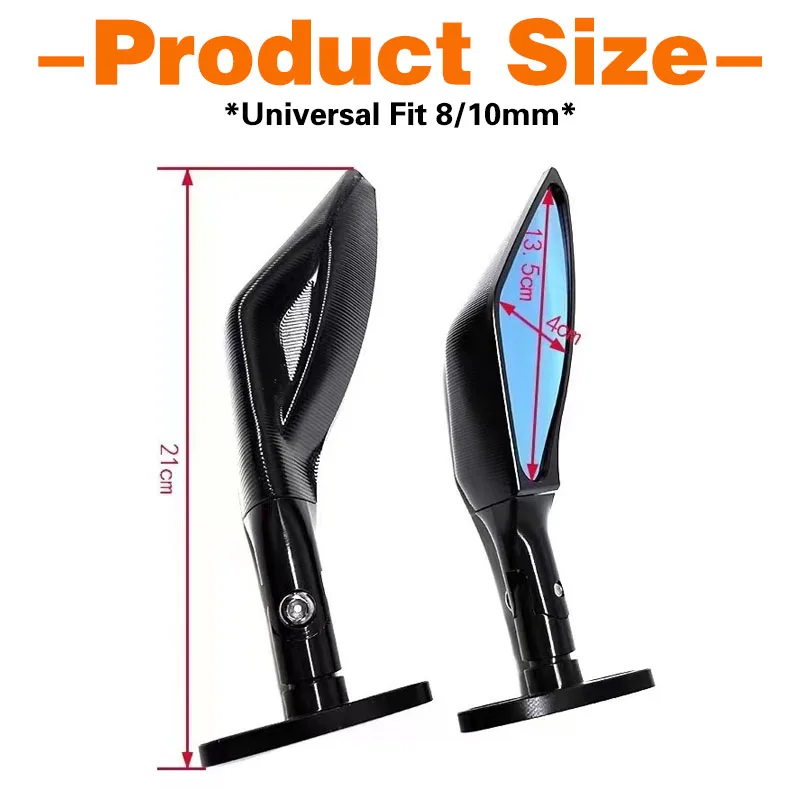 2 Stück universelle Seitenspiegel für Elektro-Scooter und Motorräder, passend für Honda CBR600RR CBR 600 RR, M8 M10, Rückspiegel im Schafhorn-Design. – Detail 4