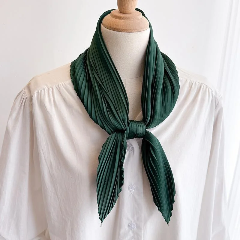

Folded Pure Color Silk Scarf Women's Fashionable Business Style Versatile Square Scarf Elegant Necktie Hairband for Shirt