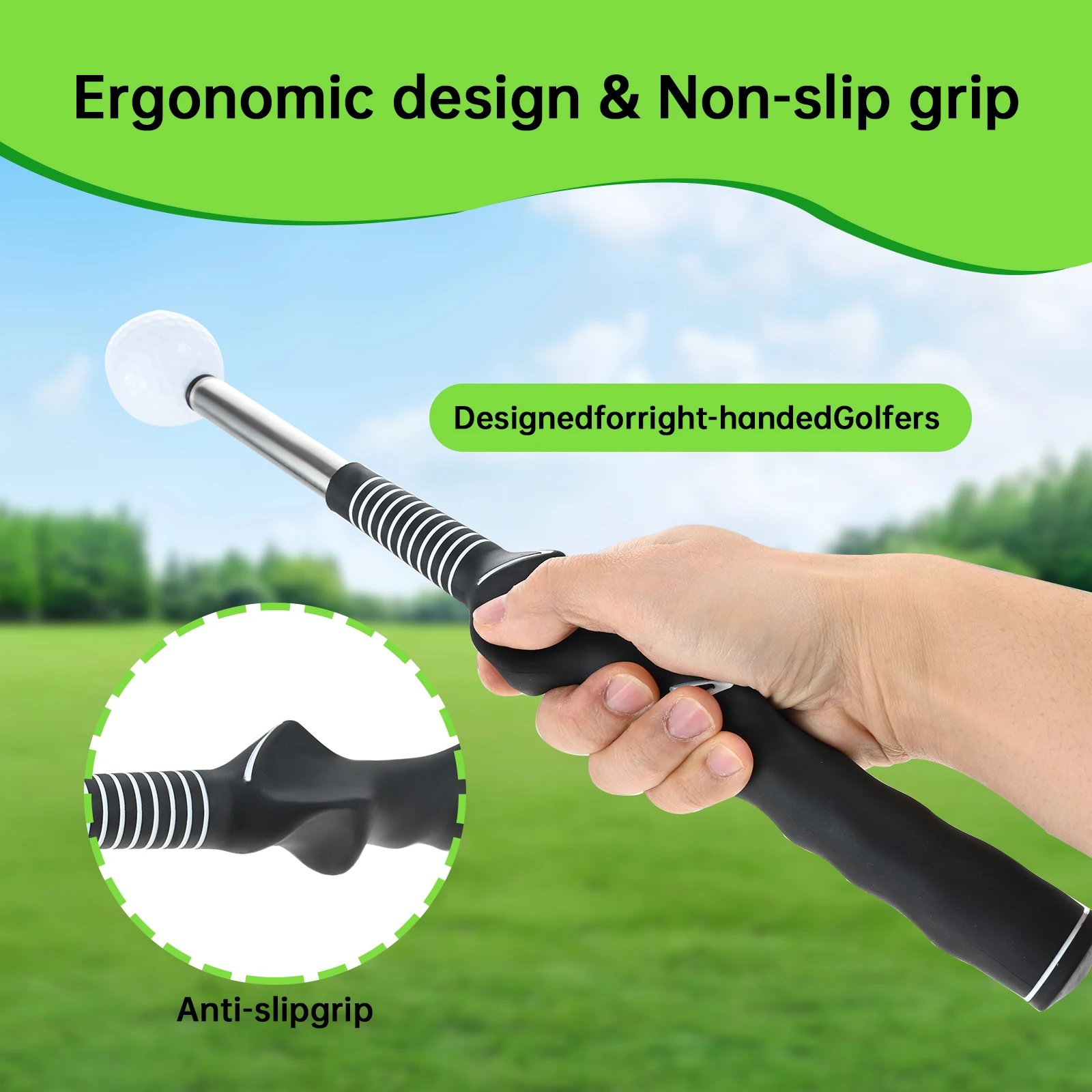 

1Pc Retractable Golf Swing Training Aid Golf Grip Trainer & Swing Trainer for Warm-up Right-Handed Golf Club for Indoor Practice