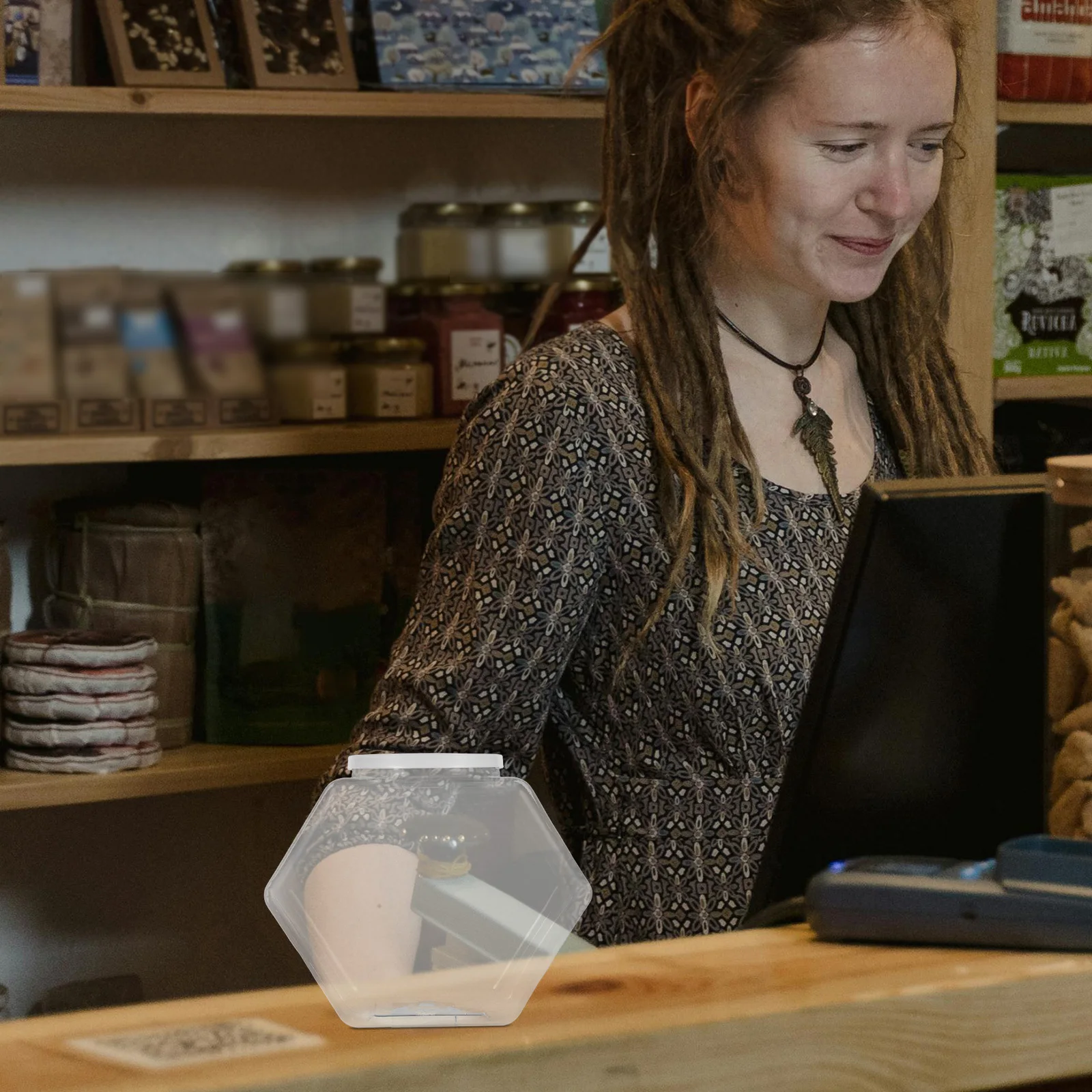 

4300Ml Plastic Lollipop Storage Jar Clear Candy Container With Twist Snack Holder Kitchen Pantry Organizer Reusable