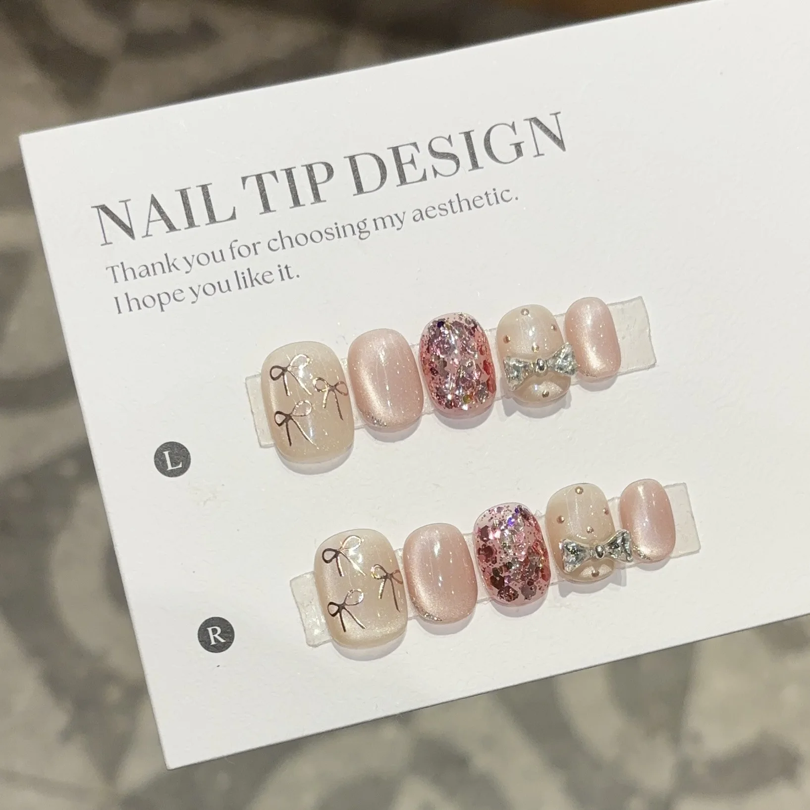 10 stuks handgemaakte glitter cat eye korte Franse pers op nagels boog pailletten ontwerp schattige nepnagels draagbare nageltips kunst