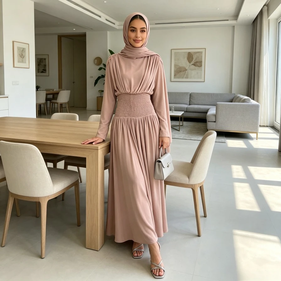 Women Dress Hijab 2 Piece Set Abaya Eid Jalabiya Ramadan Morocco Dubai Kaftan Vestidos Dresses Khimar Suit Arab Muslim Long Robe