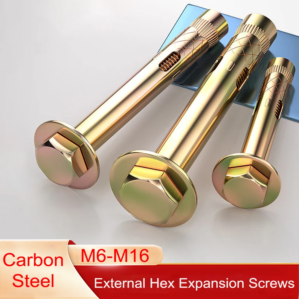 Hex Head Expansion Bolts Color Zinc Plated Carbon Steel Expansion Screws M6 M8 M10 M12 M16 Heavy Duty Anchor Bolt for Concrete