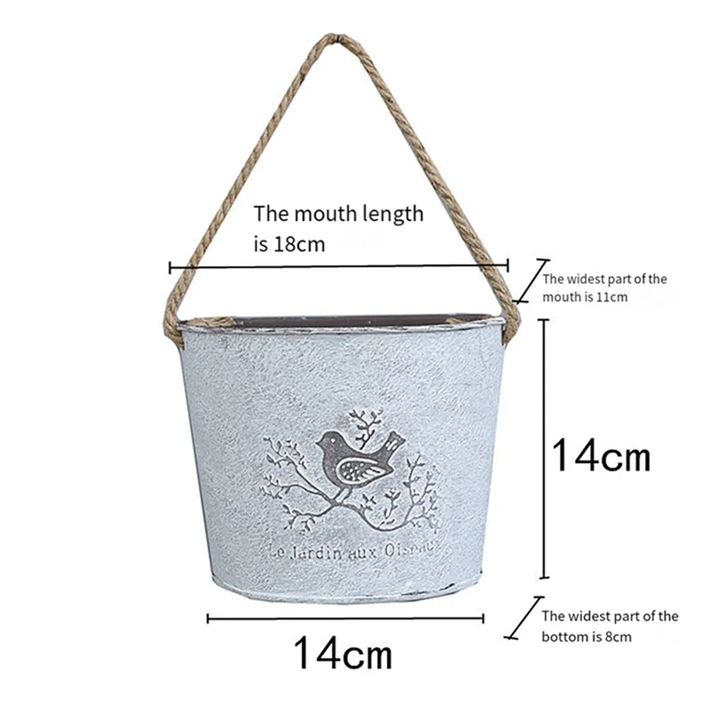 AB39-Wall Hanging Planter Plant Pot Flower Basket Garden Succulent Container Metal Iron Flower Holder Home Balcony Decoration