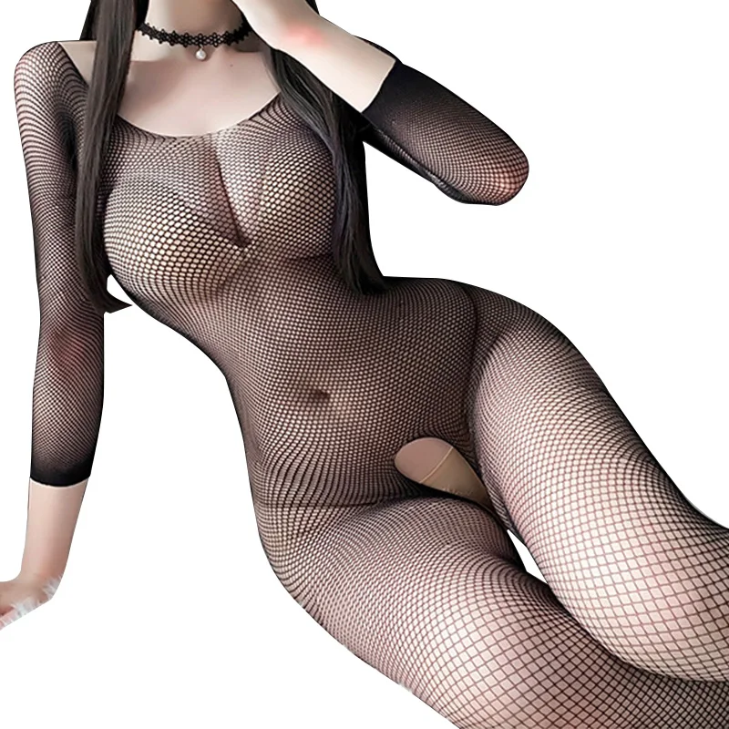 

Hollow Lace Mesh Stockings Sexy Tight Stockings One Piece Bodysuit Sexy Lingerie Plus Size Crotchless Underwear Erotic Costumes