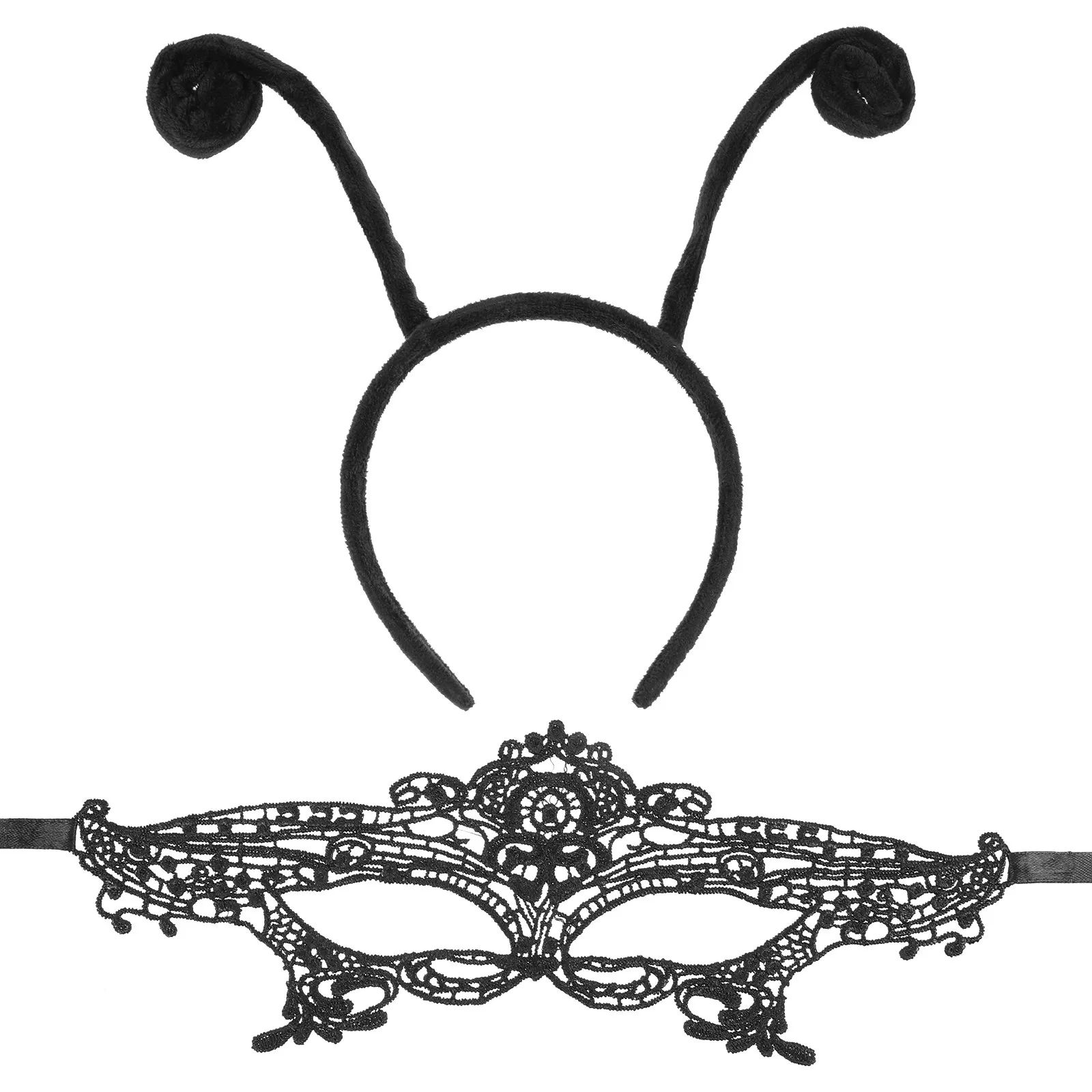 

1 set 1 Set Antenna Headband Lace Mask Halloween Festival Party Supplies Cosplay Accessories Hair Decor Costume Events Fashion
