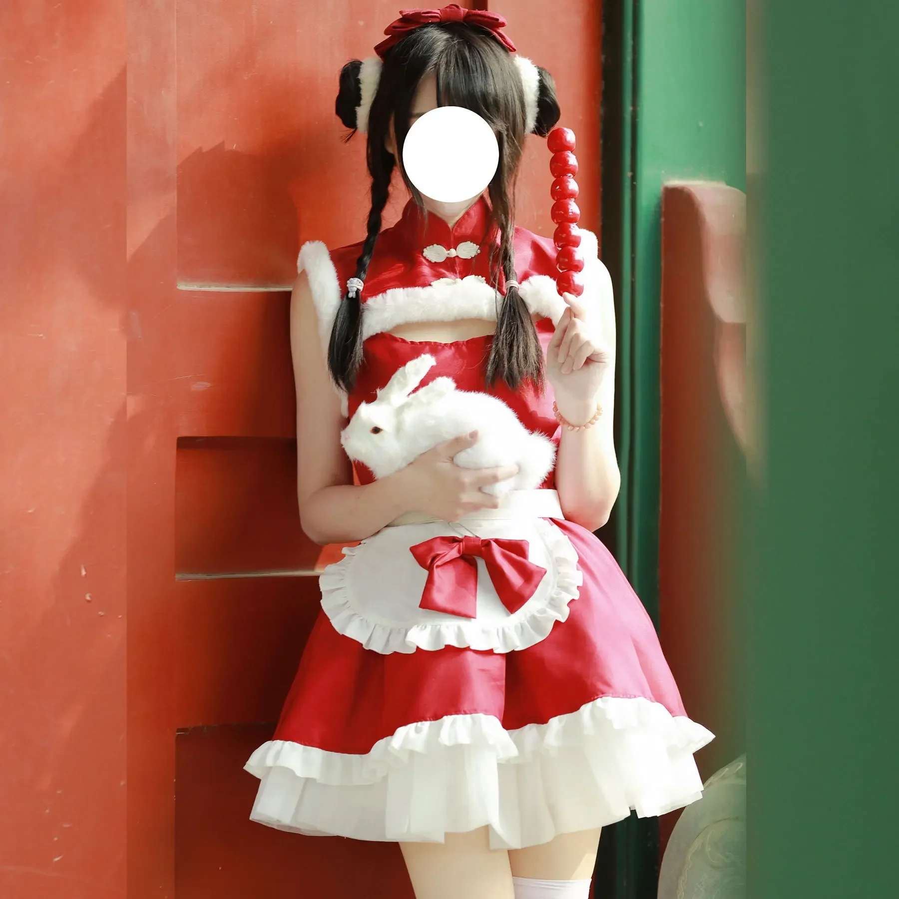 Christmas Costume Popular Female Live Broadcast Set Cosplay Performance Wear Set Cute Sweet Red Dress Outfit Halloween Costume