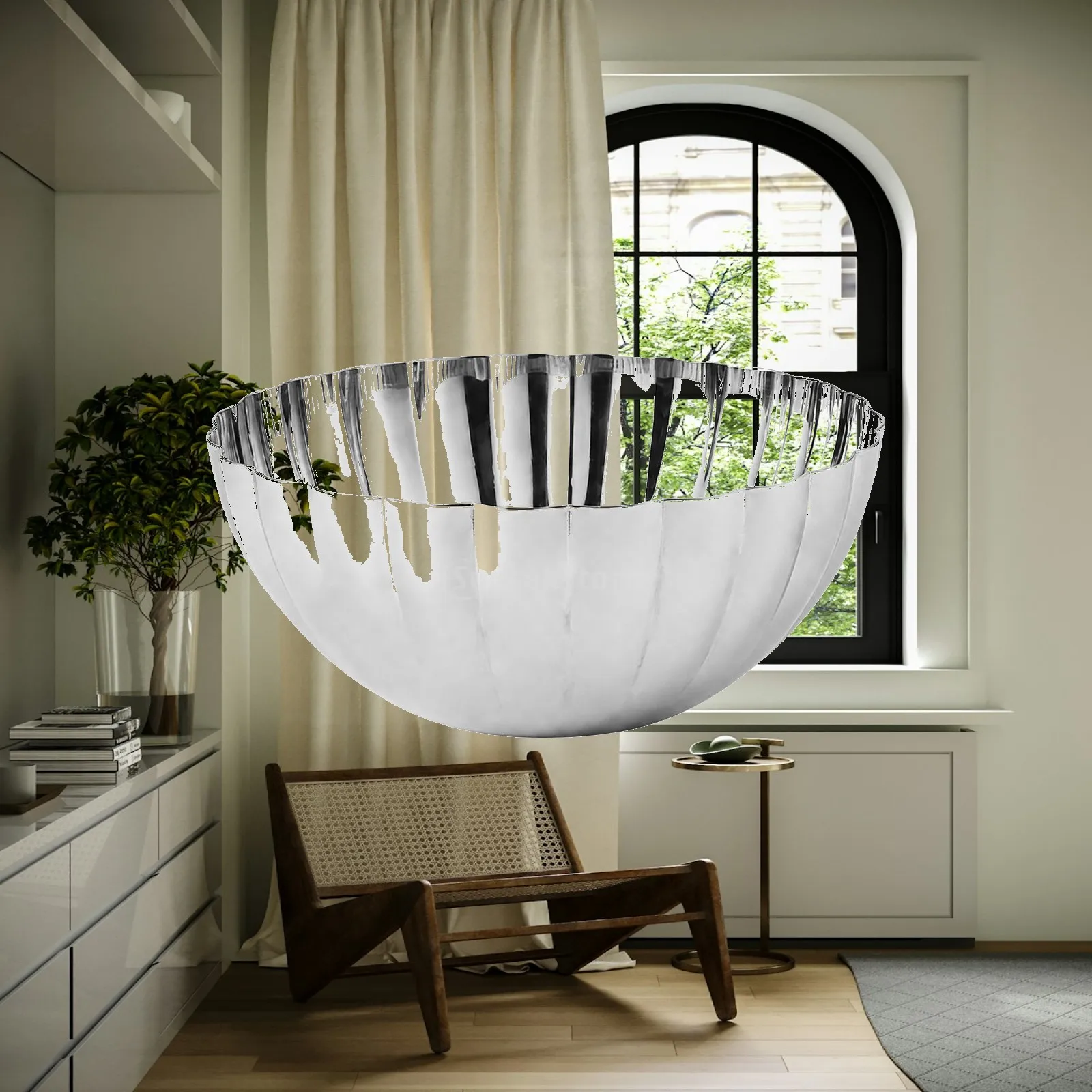 304 Stainless Steel Serving Bowl Rust-Resistant Fluted Stainless Steel Bowl Decorative Dishwasher Safe for Dining Room