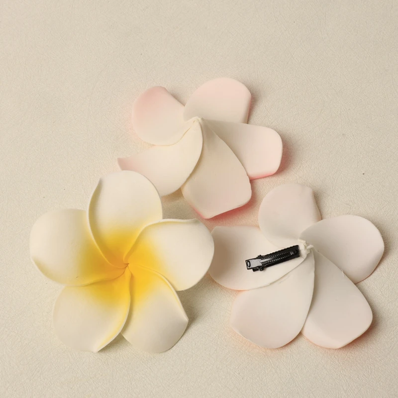 10 Stück Schaumstoff-Hawaiianische Frangipani-künstliche Plumeria-Blumenhut-Haarspangen für Zuhause, Party, Frauen, Mädchen, Hawaii, Strand, Urlaub, Dekoration – Detail 7