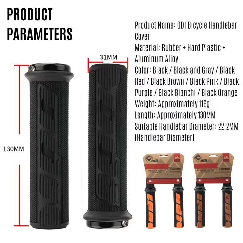 ODI RG98 Rubber Lock-on Handlebar Grips Shock-Absorbing Anti-Slip for MTB Downhill Off-Road BMX Full Suspension Dirt Jump Bikes