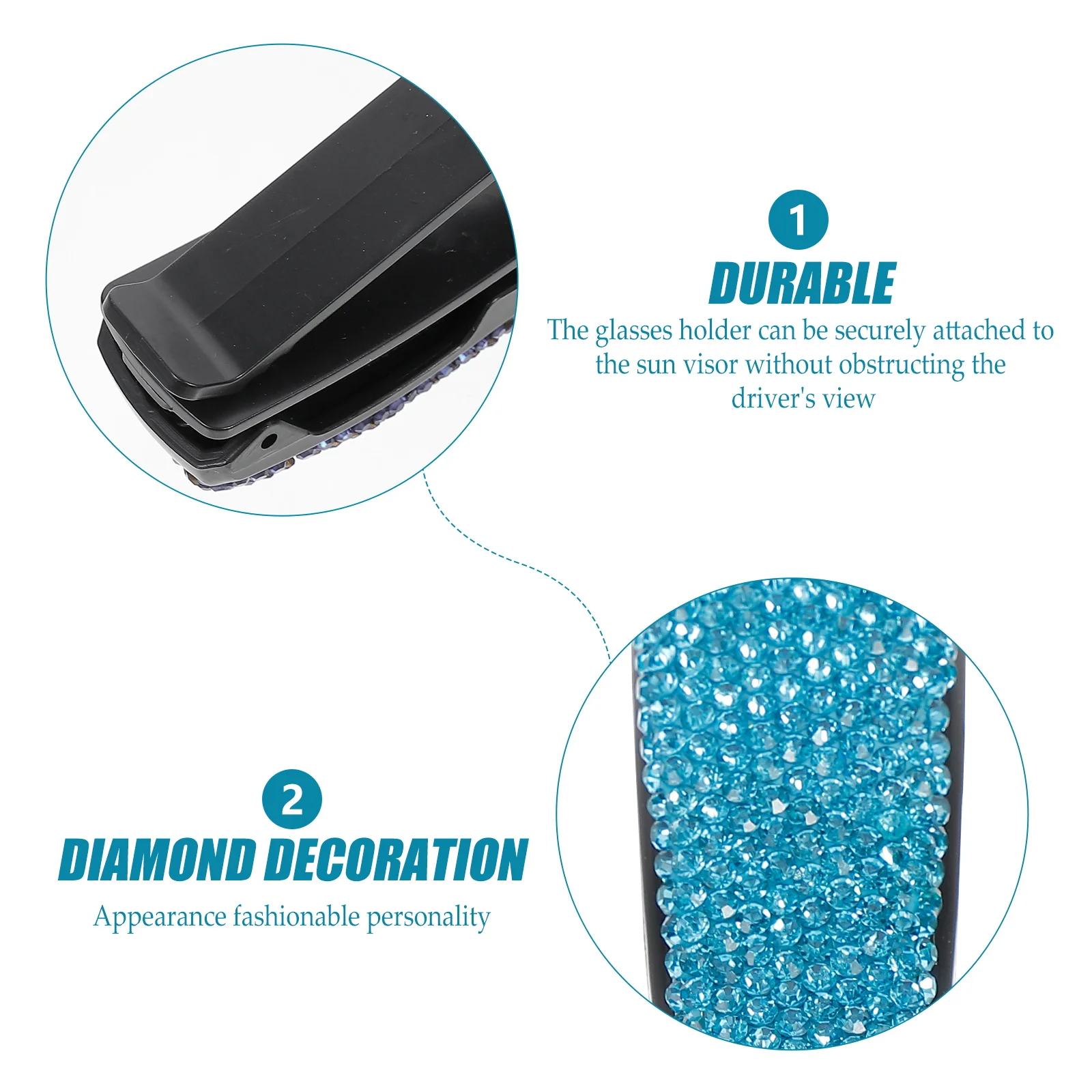 

Car Glasses Holder With Rhinestones Decor Sunglasses Clip For Sun Visor Organizer Storage Auto Eyeglasses Holder