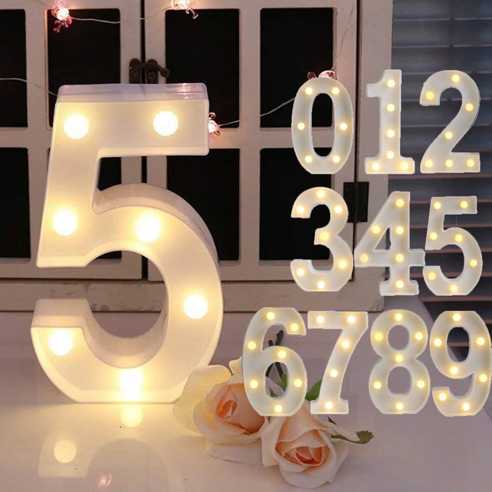 Light Up Letter Led Alphabet Number Plastic Battery Operated Party Sign Wedding Festival Stand Decoration No Batteries Included