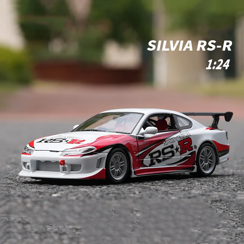 1:24 Nissan Silvia S15 RS-R Alloy Sports Car Model High Simulation Diecast Metal Toy Vehicles Car Model Collection Children Gift