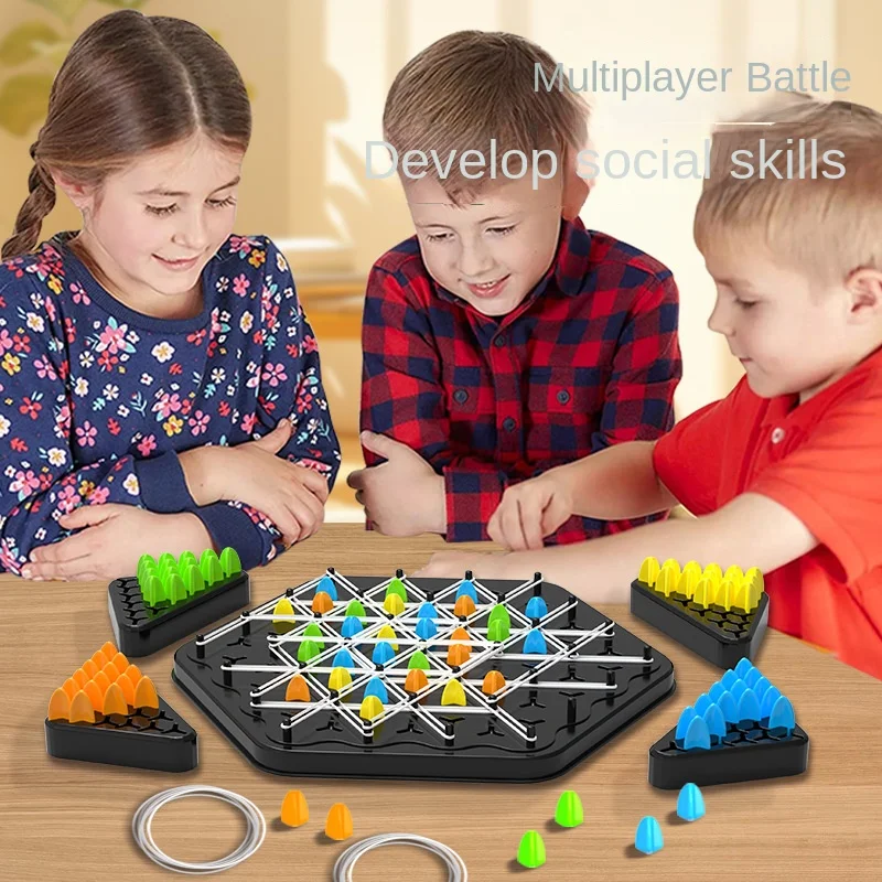 Chain Triangle Chess Game for Kids and Adults 2-4 Players Family Strategic Thinking Game Toy Parent-Child Interactive Board Game