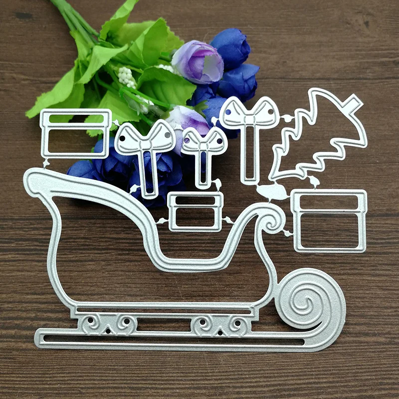 8Pcs Christmas sleigh Metal Cutting Dies For DIY Scrapbooking Album Embossing Paper Cards Decorative Crafts