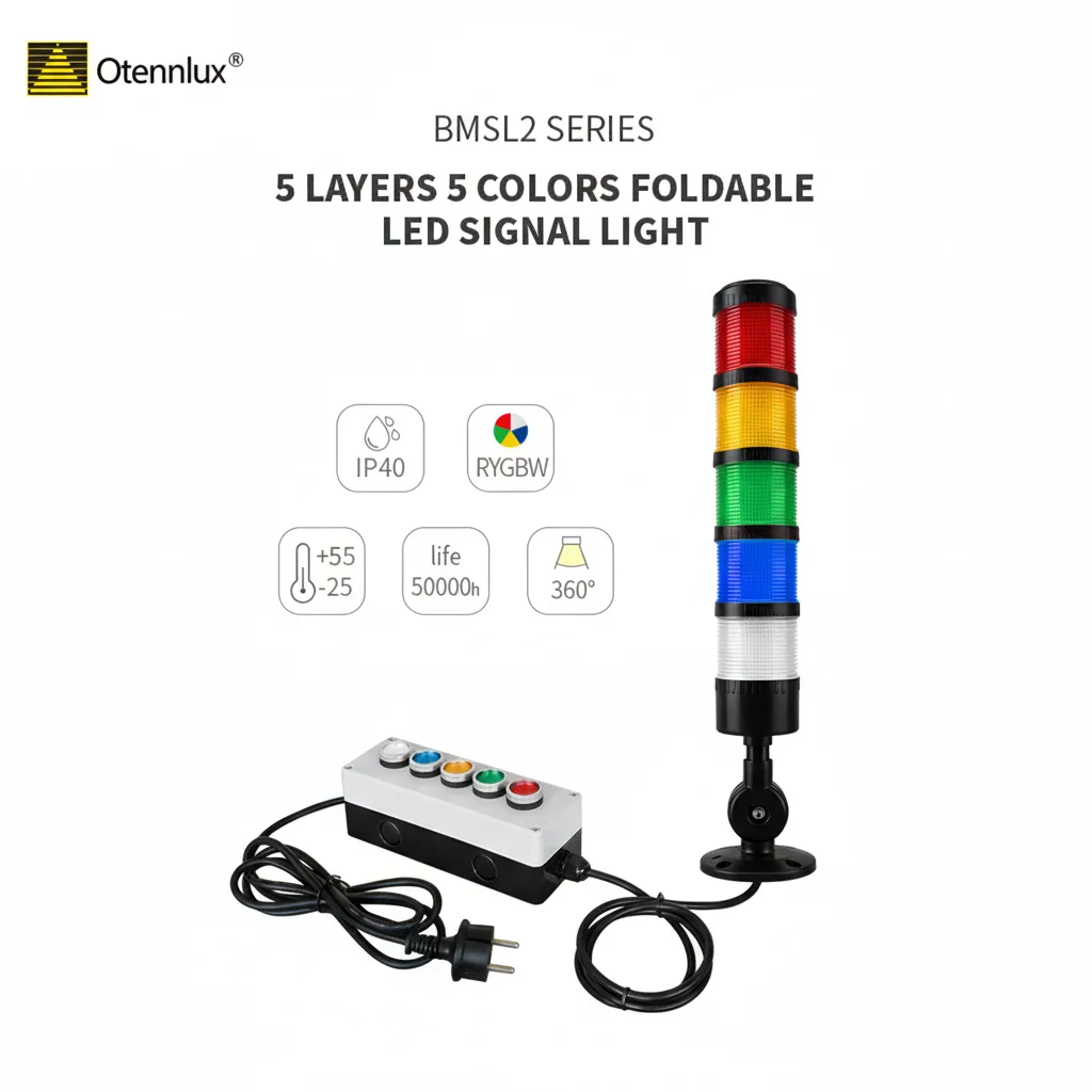 Tower Stack Light Red Yellow Green Blue White 5 Layers Folding Warning Tower Lamp With Switch