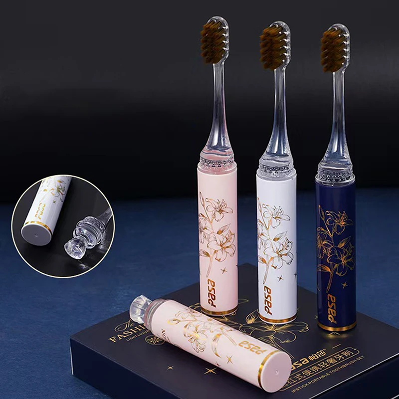 1/3PCS New Lipstick Shaped Toothbrush Portable Ultra Soft Cleaning Teeth Detachable Handle For Men Women Oral Care Travel