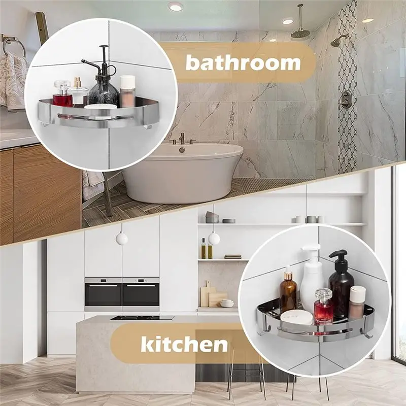 

Угловая полка REST из нержавеющей стали 304, стеллаж для хранения душа, алюминиевый держатель для шампуня, настенный органайзер, вешалка, яркая